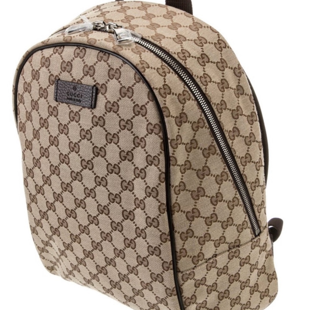 Gucci Monogram Beige and Brown Backpack